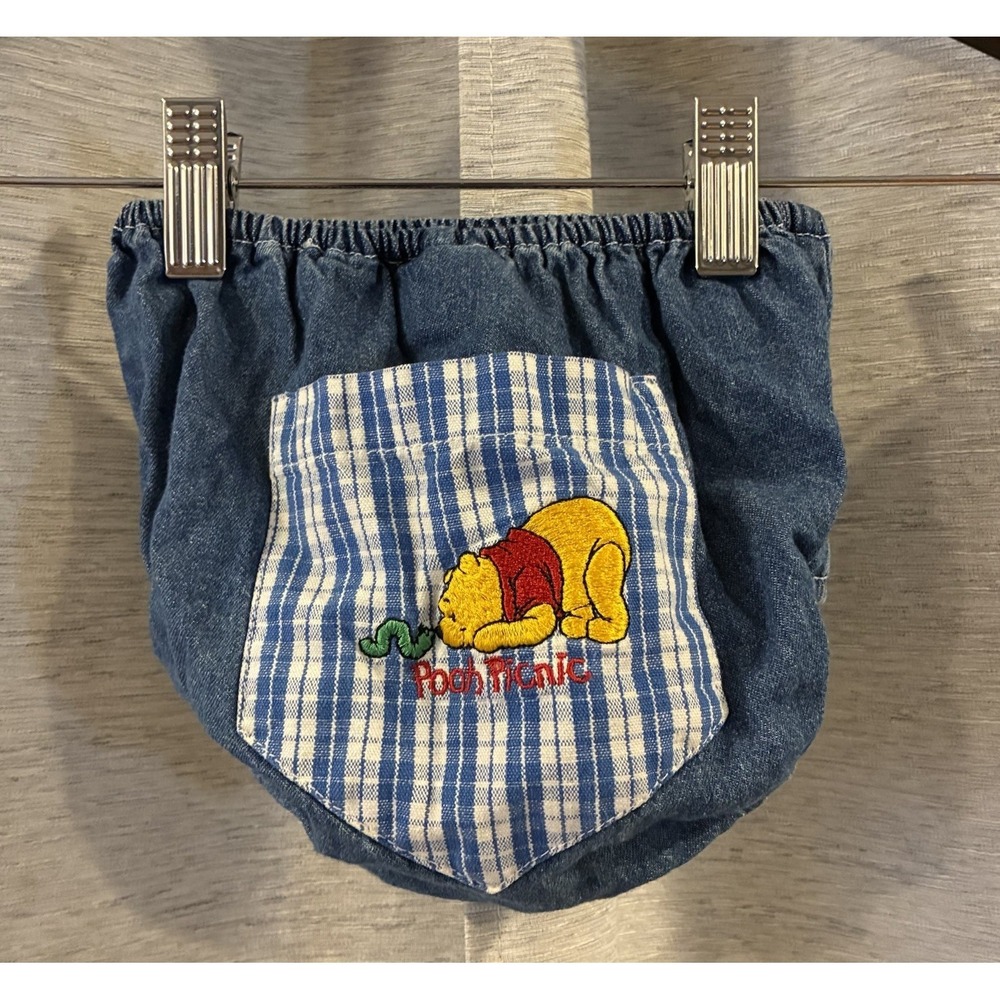 Vintage Disney Pooh Denim Diaper Cover Y2K 90s Embroidered